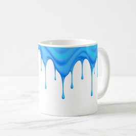 Une crème bleue coule le long d'un mug. コーヒーマグカップ