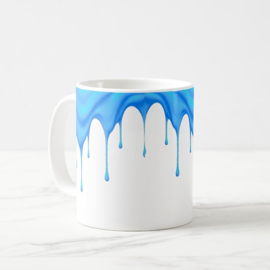 Une crème bleue coule le long d'un mug. コーヒーマグカップ (正面左)