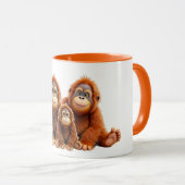 Une famille d'orang-outan trop mignons. マグカップ (正面右)