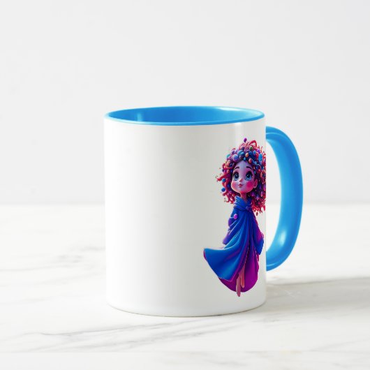 Une fillette flotte tranquillement dans les airs. マグカップ (正面右)