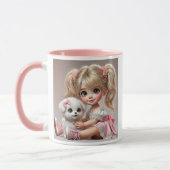 Une fillette pétillante et son adorable chiot. マグカップ (左)