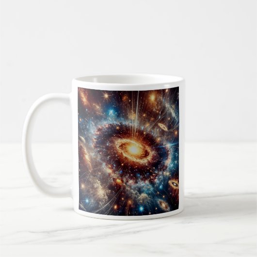 Une galaxie lumineuse tourbillonne. コーヒーマグカップ (左)
