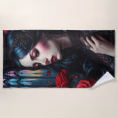 Une gothique pensive ビーチタオル (正面)