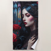 Une gothique pensive ビーチタオル (正面)