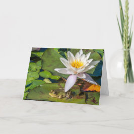 Une grenouille sous une fleur de nénuphar カード