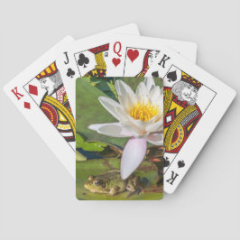 Une grenouille sous une fleur de nénuphar トランプ