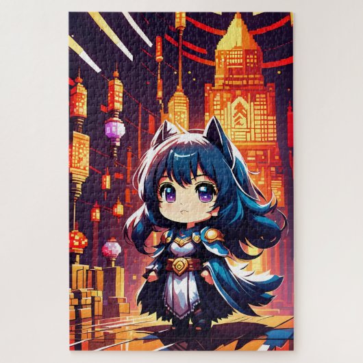 Une héroïne chibi dans l'univers du pixel ジグソーパズル (縦)