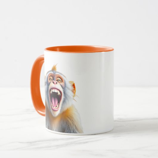 Une Jolie image d’un singe qui rit aux éclats. マグカップ (正面左)