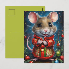 Une jolie souris fêtant noël ポストカード