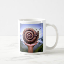 Une main tendue un escargot sur la paume. コーヒーマグカップ