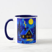 Une maison par une belle nuit d'hiver. マグカップ (左)