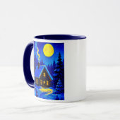 Une maison par une belle nuit d'hiver. マグカップ (正面左)