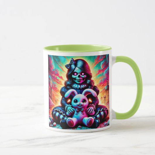 Une poupée d'enfer avec son gentil lapin. マグカップ (右)