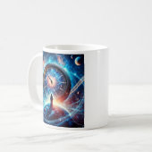 Une silhouette devant une horloge intemporelle. コーヒーマグカップ (正面左)