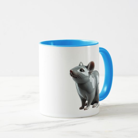 Une souris en 3D hume des odeurs de nourritures. マグカップ (正面右)