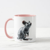 Une souris mignonne en porcelaine avec reflets. マグカップ (左)