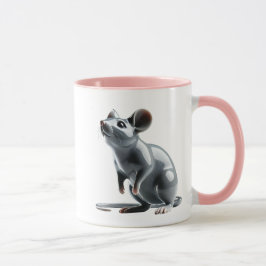 Une souris mignonne en porcelaine avec reflets. マグカップ