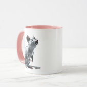 Une souris mignonne en porcelaine avec reflets. マグカップ (正面左)