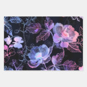 Une texture de fleurs en broderie de néon ラッピングペーパーシート (正面2)