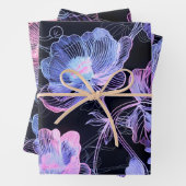 Une texture de fleurs en broderie de néon ラッピングペーパーシート (インサイチュ)
