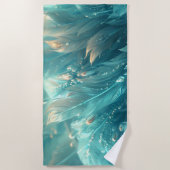 Une texture plumes turquoises et éclat de diamant ビーチタオル (正面)