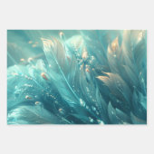 Une texture plumes turquoises et éclat de diamant ラッピングペーパーシート (正面3)