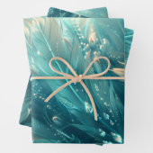 Une texture plumes turquoises et éclat de diamant ラッピングペーパーシート (インサイチュ)