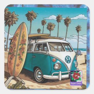 une voiture sur photo carré スクエアシール