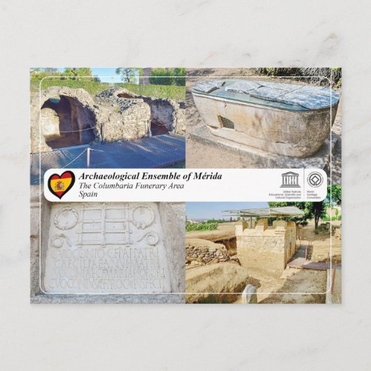 UNESCO - 世界遺産 - メリダ - コルンバーリアの墓地 ポストカード (正面)