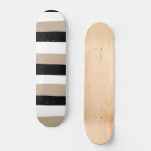 Uneven Stripes - Taupe, Black and White スケートボード (正面)