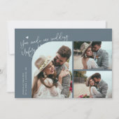 Unforgettable Wedding Slate Blue Multi Photo サンキューカード (正面)