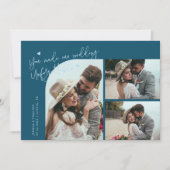 Unforgettable Wedding Teal Multi Photo サンキューカード (正面)