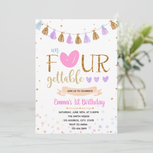 unFOURgettable誕生日の招待 招待状 (スタンド正面)