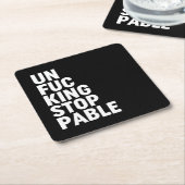 Unfu*禁酒可能 スクエアペーパーコースター (アングル)