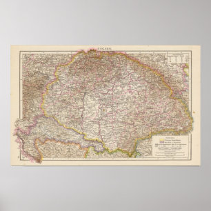 Ungarnのハンガリーの地図書の地図 ポスター