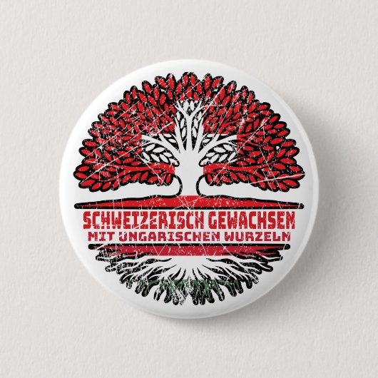 Ungarn Schweiz Ungarisch Schweizer Baum Wurzel 缶バッジ (正面)