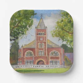 UNHトンプソンホールTホール水彩画 ペーパープレート