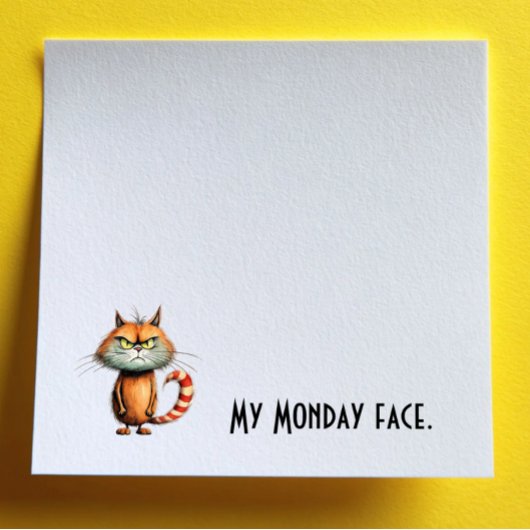 Unhappy Orange Cartoon Cat My Monday Face ポストイット