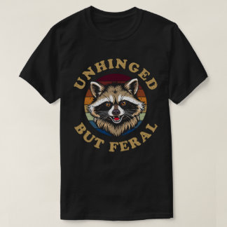 Unhinged But Feral Raccoon Vintage Sunset Funny Tシャツ