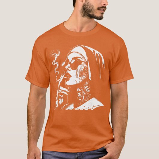Unholy Nun Funny Horror Choked up Unholy Nun Satan Tシャツ (正面)