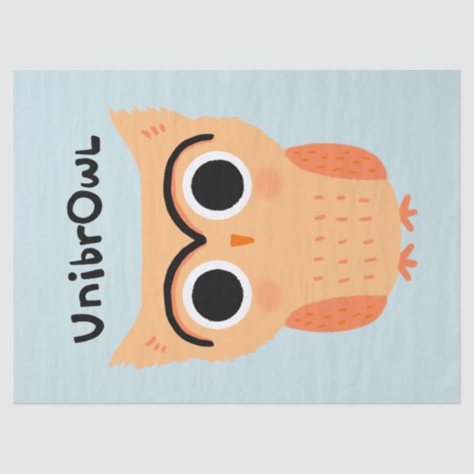UnibrOwl Unibrow Owl|かわいおもしろいい眉梟 薄葉紙 (正面)