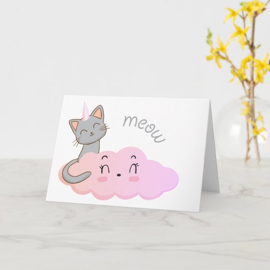 unicat cloud meow greeting card カード (黄色い花)