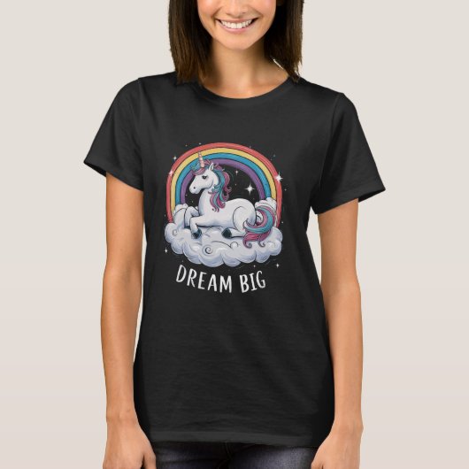 Unicorにとって大きな夢の雲に可愛いユニコーン Tシャツ (正面)