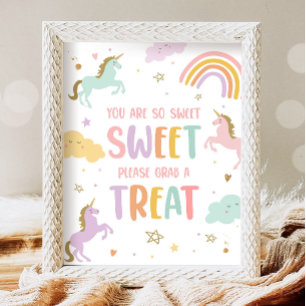 Unicornあなたが甘いTake a Treat Girl誕生日 ポスター