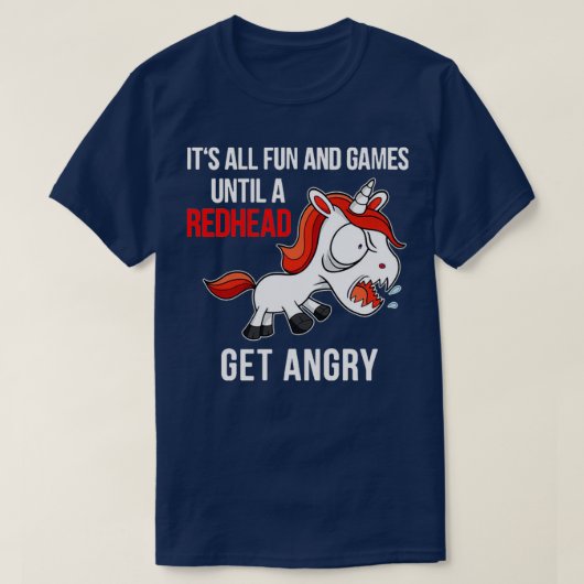 UnicornおもしろいのおもしろいとゲームはRedheaまで Tシャツ (デザイン正面)