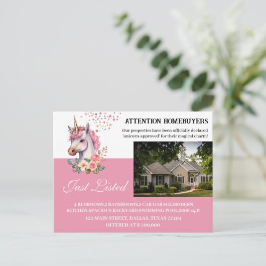 Unicornおもしろいをテーマにした上場実在財団 ポストカード (スタンド正面)