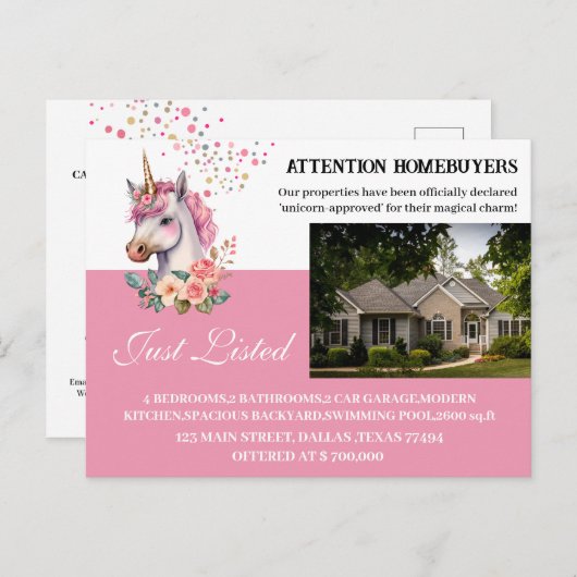 Unicornおもしろいをテーマにした上場実在財団 ポストカード (正面/裏面)