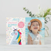 Unicornお洒落 & Photo Birthday Partyカード 招待状 (スタンド正面)