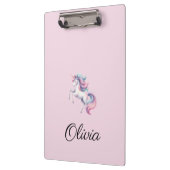 Unicornかわいい水の色パーソナライズされた名 クリップボード (左)