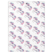 Unicornかわいい水の色パーソナライズされた名 クリップボード (裏面)